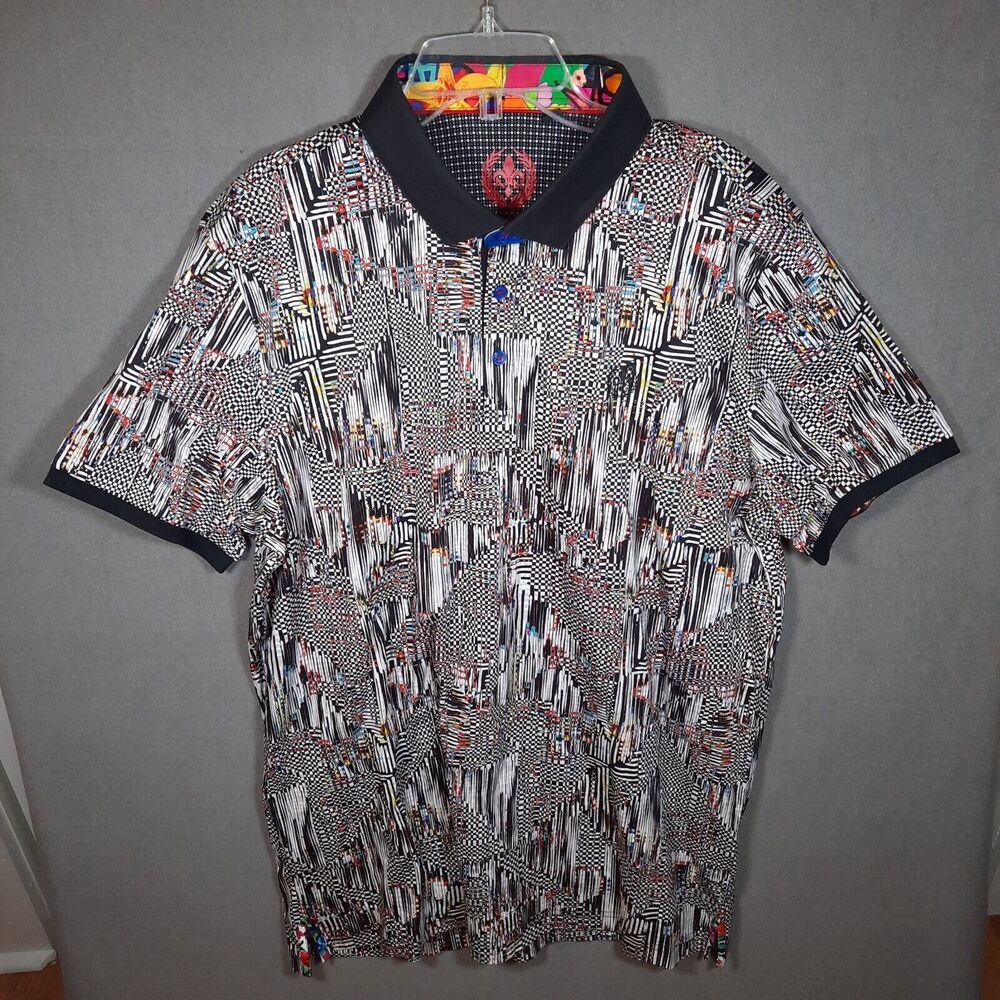 Au Noir Mens Magic Semi Slim-Fit Cotton Polo Short Sleeve Size 2XL